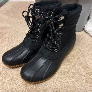 Women's Black Lace-Up Boots